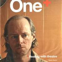 Book cover from the published book from the One: Healing With Theatre project. The book is edited by Gavin Quinn and includes a cover image of actor Ned Dennehy.