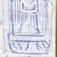 Errislannan notebook, sketch of stone carving found in Errislannan Manor, July 1986