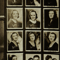 Black and white composite of several photographs of Abbey players from the 1932-1933 tour of North America.