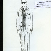 Photocopy of character outfits and costume designs by Vaněk