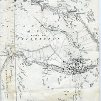 Field map of part of Inisbofin, by Tim Robinson, with hand-written notes on topography, 1980s