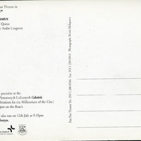 Black-and-white printed postcard for Peepshow in Poland by Pan Pan Theatre Company
