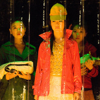 Colour photograph of a performance of The Playboy of the Western World at the Project Arts Centre, Dublin by Pan Pan Theatre Company, first performed at the Orienal Pioneer Theatre, Beijing