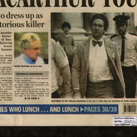 Newspaper article used as research for The Book of Evidence by John Banville, adapated and directed by Alan Gilsenan, designed by Joe Vaněk