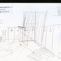 Pencil sketches of furniture and set