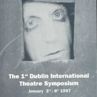 Printed programme from the second Dublin International Theatre Symposium, 3-8 January 1998, organised by Pan Pan Theatre Company. Programme details all events taking place as part of the symposium, held at the Samuel Beckett Centre, Trinity College Dublin.