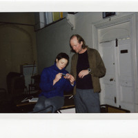 Colour candid polaroid photograph of two cast members in rehearsal for Mac-beth 7 by Pan Pan Theatre Company