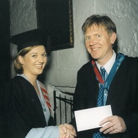1995 - 1999 Graduation - Prizewinner Sarah Ryan with Derry McMahon