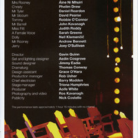 Colour printed programme page from productrion of Embers and All That Fall, written by Samuel Beckett, by Pan Pan Theatre Company at the Edinburgh International Festival.