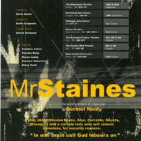 Colour printed flyer for Mr Staines by Pan Pan Theatre Company