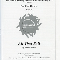 Colour printed programme of the Kennedy Arts Centre Ireland 100, listing All That Fall by Pan Pan Theatre Company