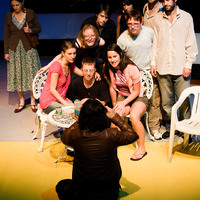 Colour photograph from The Idiots by Lars von Trier and from production at Project Arts Centre Dublin by Pan Pan Theatre Company as part of Dublin Theatre Festival.