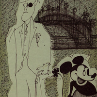 Cartoon drawn by Donal McCann which he gave to John Huston.