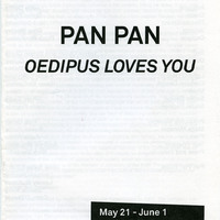 Black-and-white printed programme for Oedipus Loves You by Pan Pan Theatre Company at Performance Space 122, New York