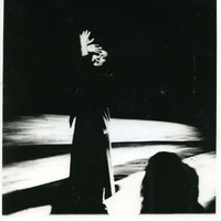Black-and-white photograph of a performance of Martin Assassin of his Wife by Pan Pan Theatre Company