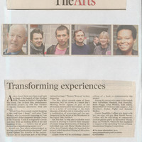 Press cutting from The Irish Times with event listing and overview of ONE: Healing With Theatre project, created by Pan Pan Theatre Company. 28 May 2005