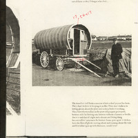 Print-outs and copies of photographs of traveller caravans and halting sites, some taken from book 