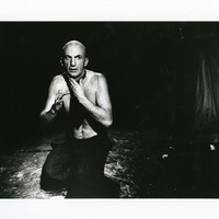 Black-and-white photograph of Charles Kelly  in A Bronze Twist of your Serpent Muscles by Pan Pan Theatre Company