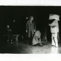 Black-and-white photograph of a performance of Madamoiselle Flic Flac in the Red Room by Pan Pan Theatre Company