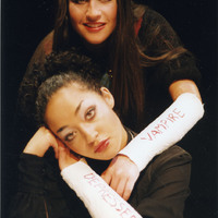 Colour promotional photograph of Katy Davis (top) and Ruth Negga (bottom) for Amy the Vampire and her Sister Martina by Pan Pan Theatre Company