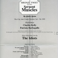 Printed programme of A Bronze Twist of your Serpent Muscles by Pan Pan Theatre Company